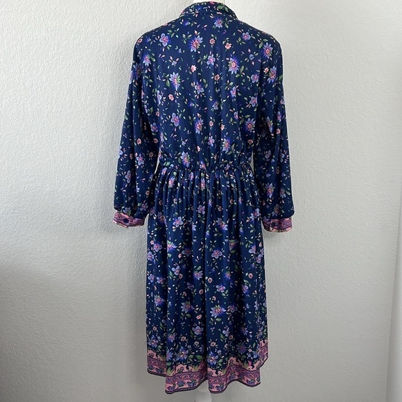 Vintage Anthony Richards Poly Long Sleeve Volup Floral Dress - Picture 3 of 10